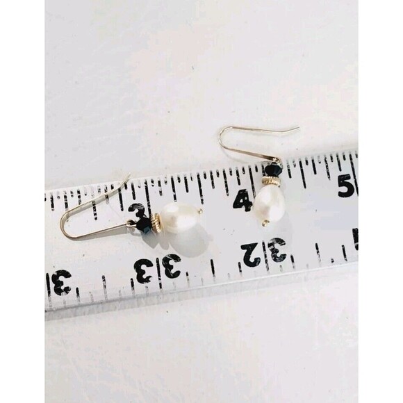 ZZ SARDELI 418 SIGNED 10 K GOLD FRESHWATER PEARL DROP EARRINGS 1.85 GMS 1.25" - Picture 5 of 6